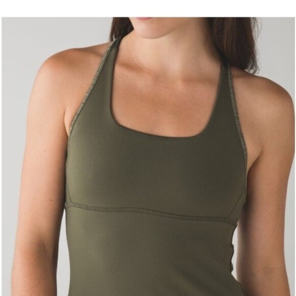 Rare Lululemon Satnam Tank Olive Green Tank Top Size 10 - Picture 3 of 10